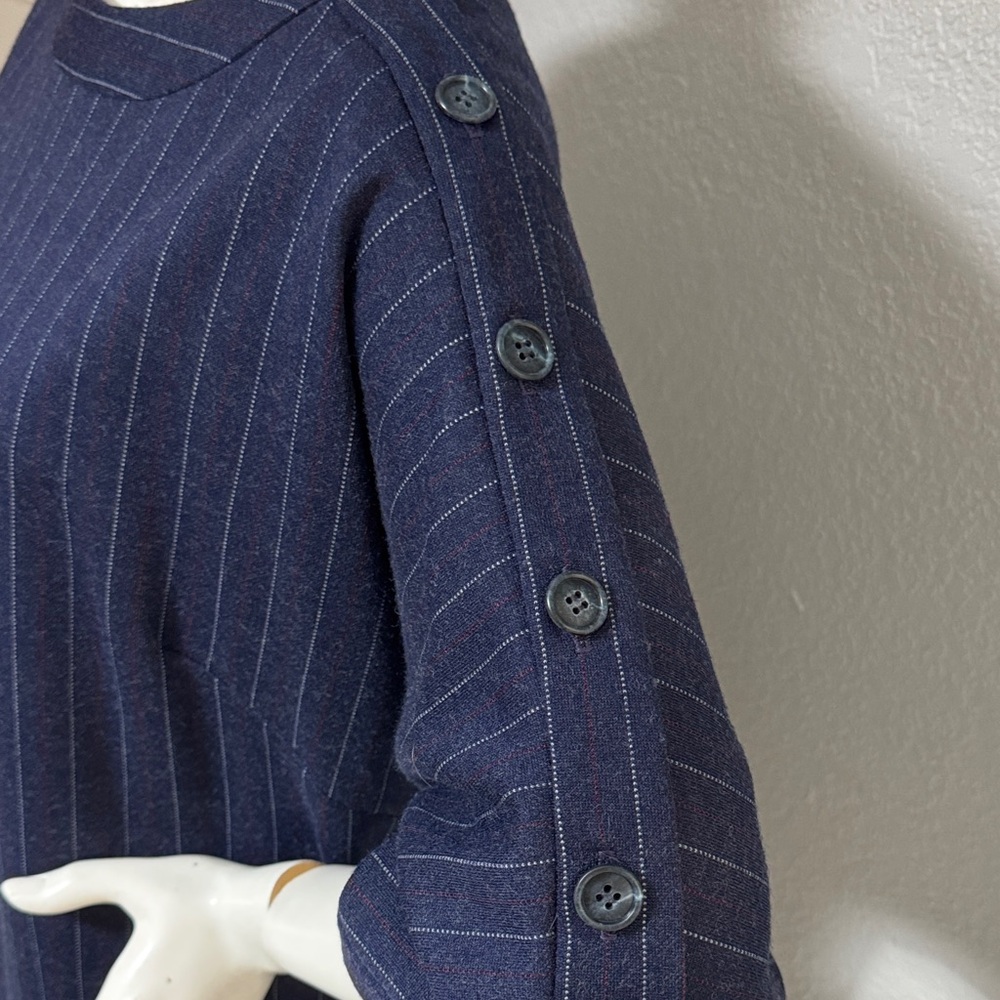 Vintage Navy Pinstripe Midi Dress - Picture 2 of 5